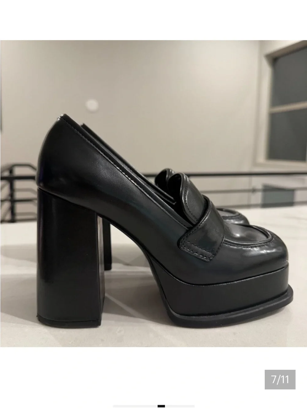 H&M Black Platform Block Heel Loafers Sz 40 9